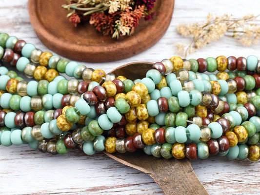 2/0 Aged Adelle Picasso Mix Seed Beads (21" Strand)