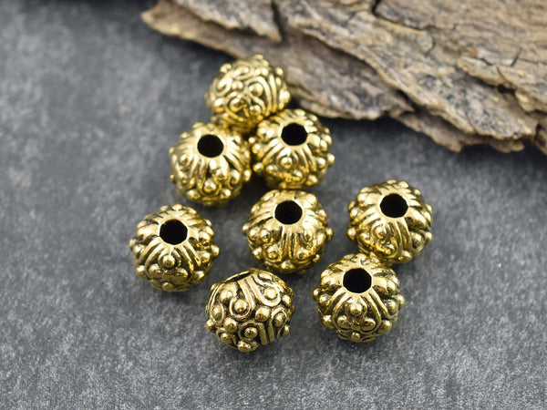 *10* 11x8mm Antique Gold Rounded Rondelle Beads