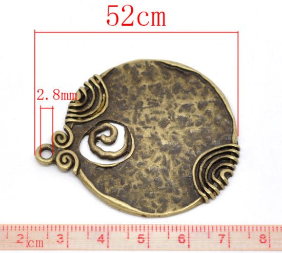 52x45mm Antique Bronze Medallion Pendant - Qty 5
