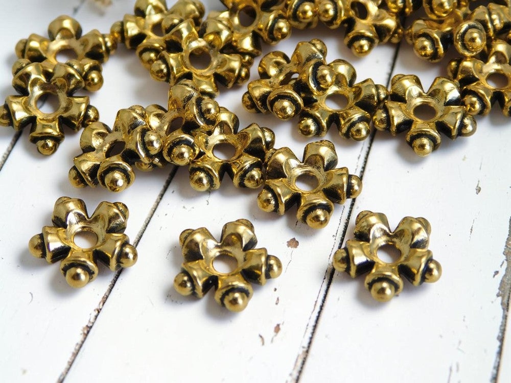 *88* 9mm Antique Gold Star Spacer Beads (LAST Pack)