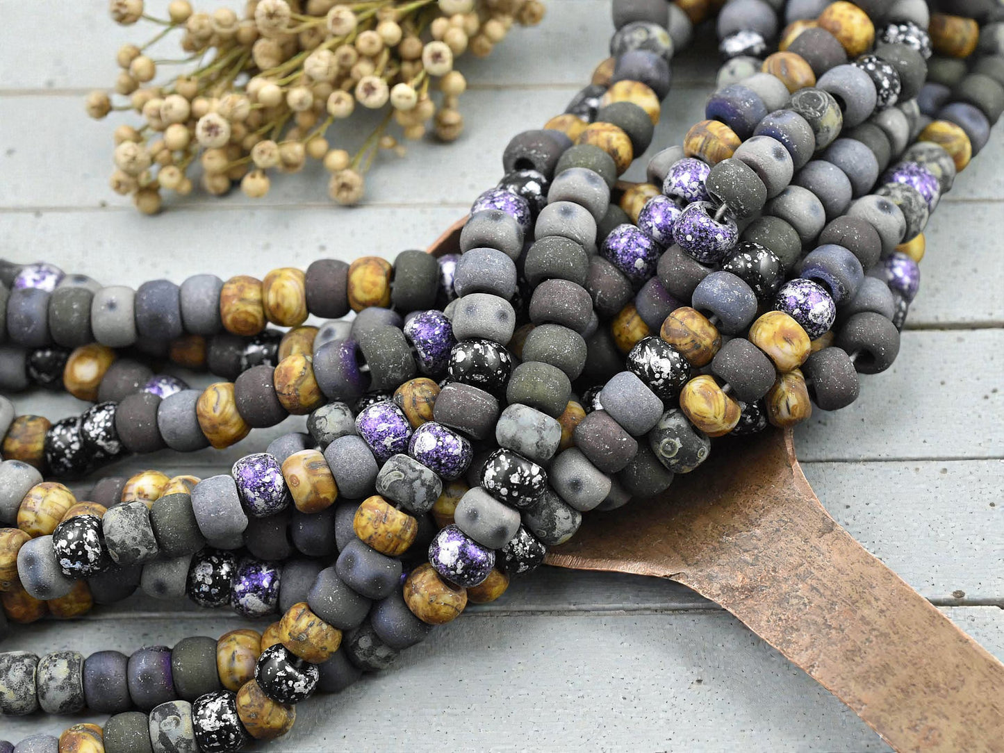 2/0 Aged Matte Void Picasso Mix Seed Beads