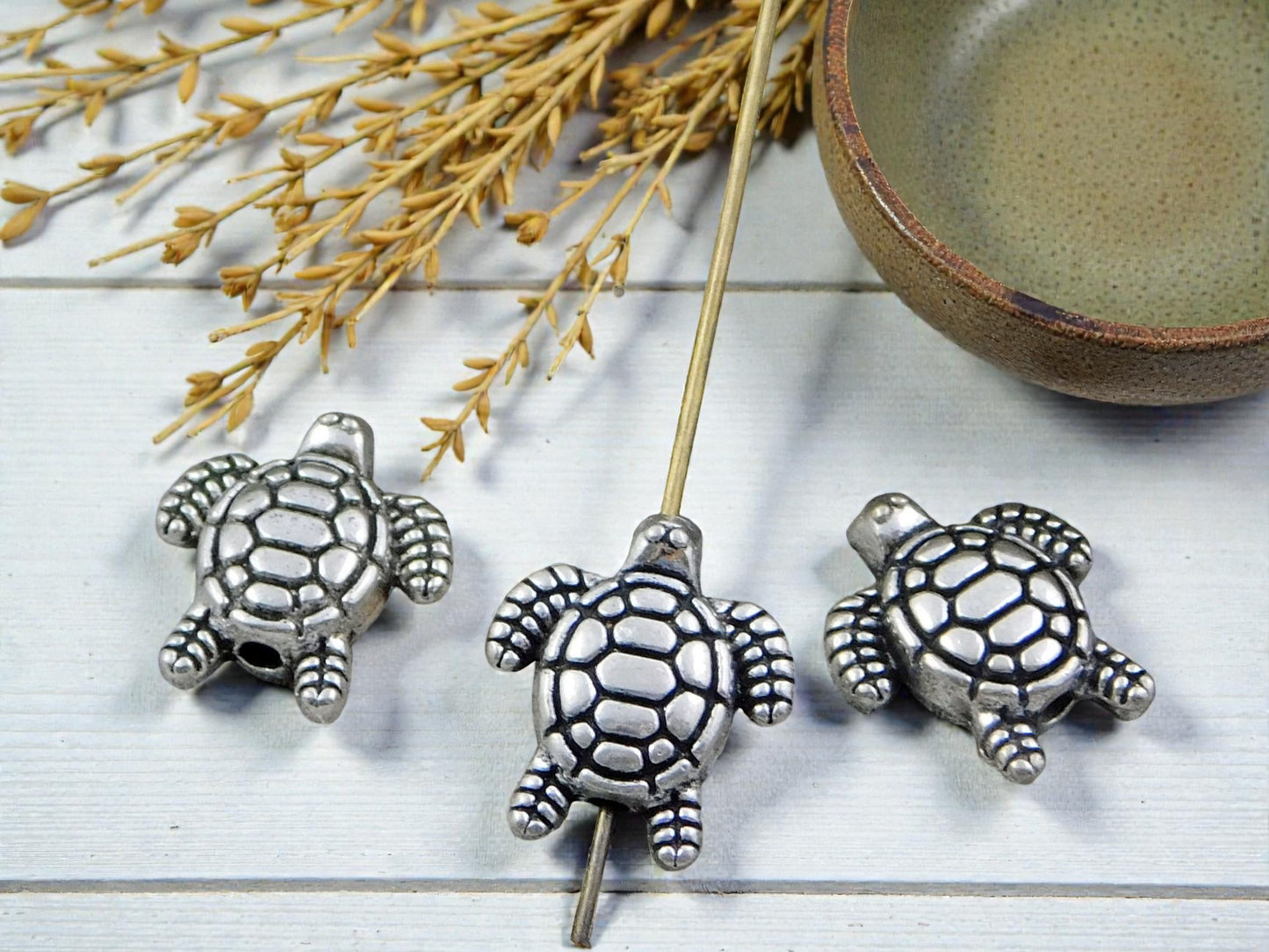 *50* 13x12mm Antique Silver Turtle Beads