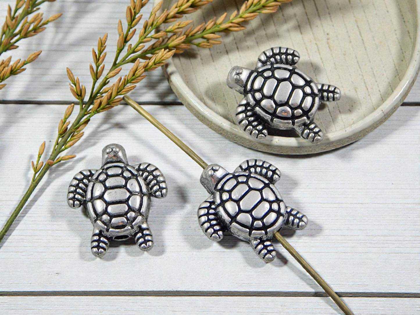 *50* 13x12mm Antique Silver Turtle Beads