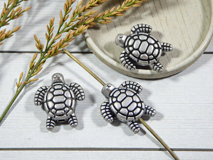 *50* 13x12mm Antique Silver Turtle Beads