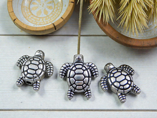 *50* 13x12mm Antique Silver Turtle Beads