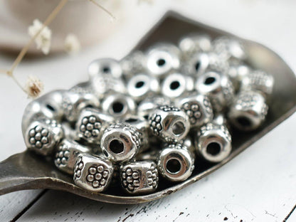 *250* 4mm Antique Silver Barrel Spacer Beads