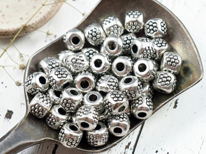 *250* 4mm Antique Silver Barrel Spacer Beads