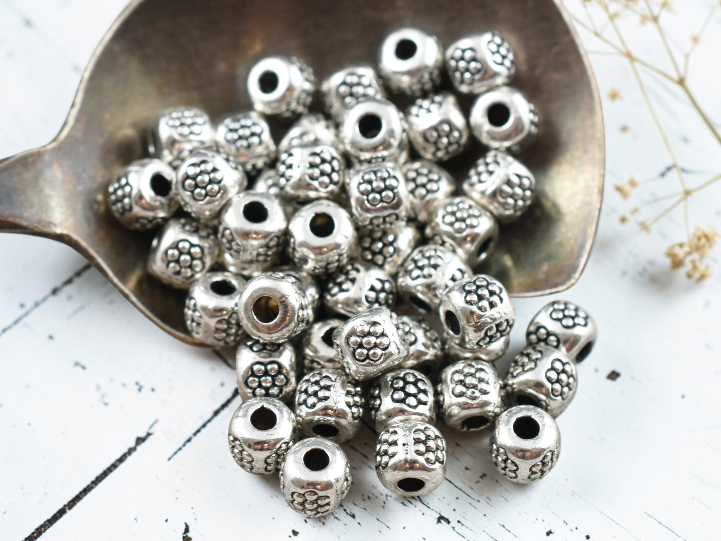 *250* 4mm Antique Silver Barrel Spacer Beads