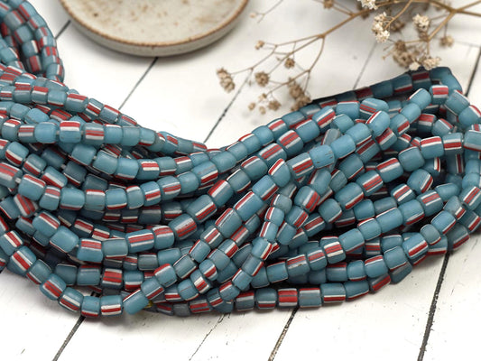 Striped Java Glass Beads -- Approx 24" Strand -  Indonesian Glass Beads
