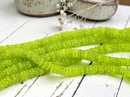 *75* 8x2mm Varigated Chartreuse Forget Me Not Spacer Beads