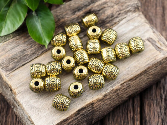 *50* 5x6mm Antique Gold Barrel Beads