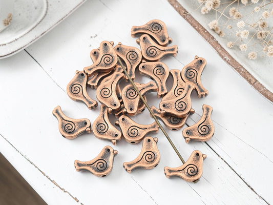 *50* 9x15mm Antique Copper Bird Beads