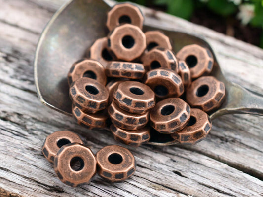 *50* 8x3mm Antique Copper Faceted Rondelle Beads