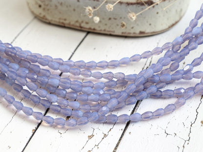 *30* 5x7mm Purple Opaline Fire Polished Teardrop Beads
