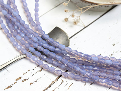 *30* 5x7mm Purple Opaline Fire Polished Teardrop Beads