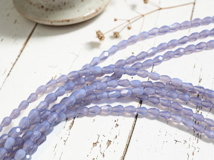 *30* 5x7mm Purple Opaline Fire Polished Teardrop Beads