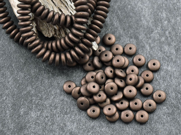 *50* 6x2mm Matte Bronze Smooth Rondelle Beads