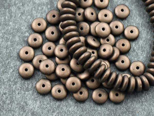 *50* 6x2mm Matte Bronze Smooth Rondelle Beads