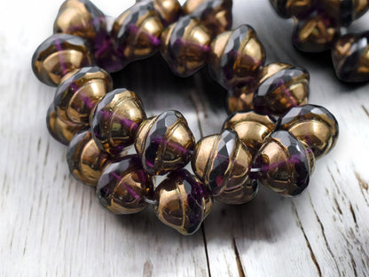 *12* 10x12mm Bronze Washed Amethyst Saturn Beads