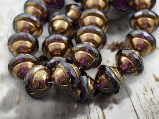 *12* 10x12mm Bronze Washed Amethyst Saturn Beads