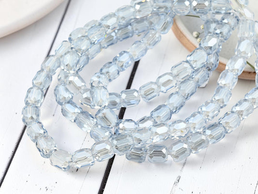 *10* 11x10mm Electroplated Steel Blue Luster Faceted Barrel Beads