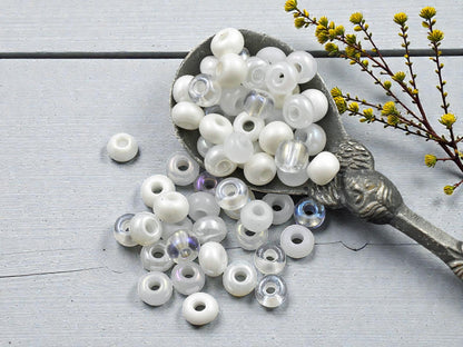 50G Multi White Pearl Czech 2/0 Seed Beads