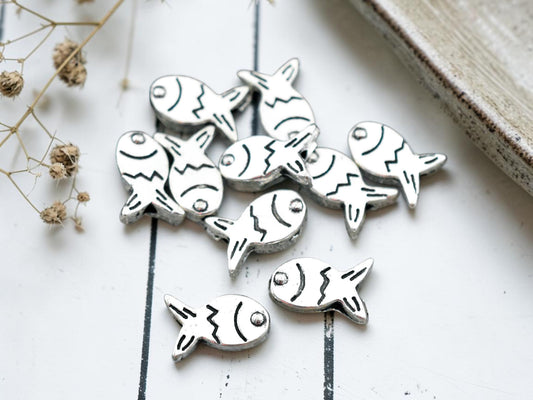 Antique Silver Fish Beads -- Choose Your Size