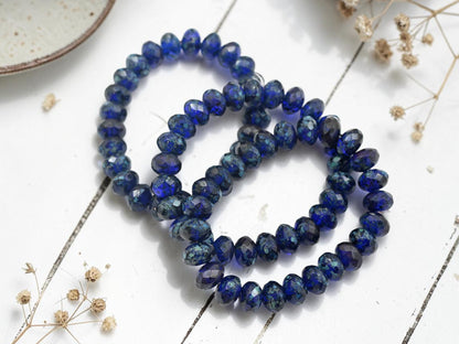 Translucent Cobalt Picasso Fire Polished Rondelle Beads