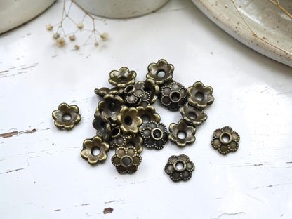 *250* 6mm Antique Bronze Bead Caps