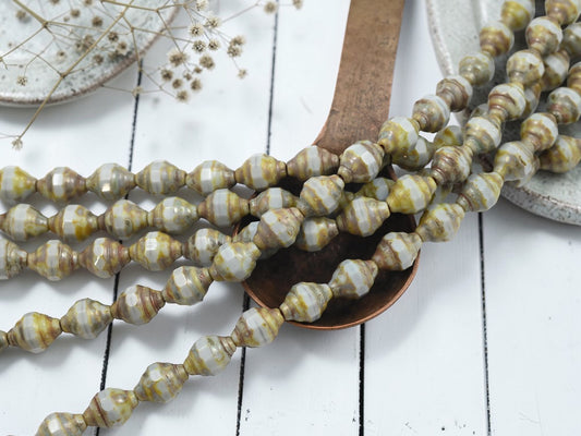 *18* 11x8mm Gray Silk Picasso Turbine Beads