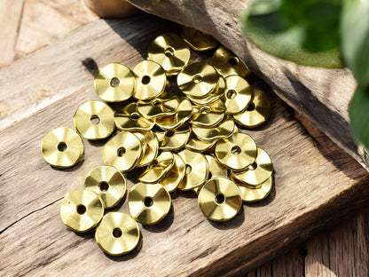 *50* 9x1mm Gold Wavy Disc Spacer Beads