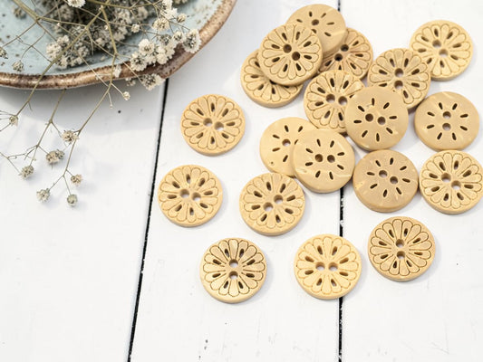 *10* 13mm Light Burleywood Tone Coconut Shell 2 Hole Buttons