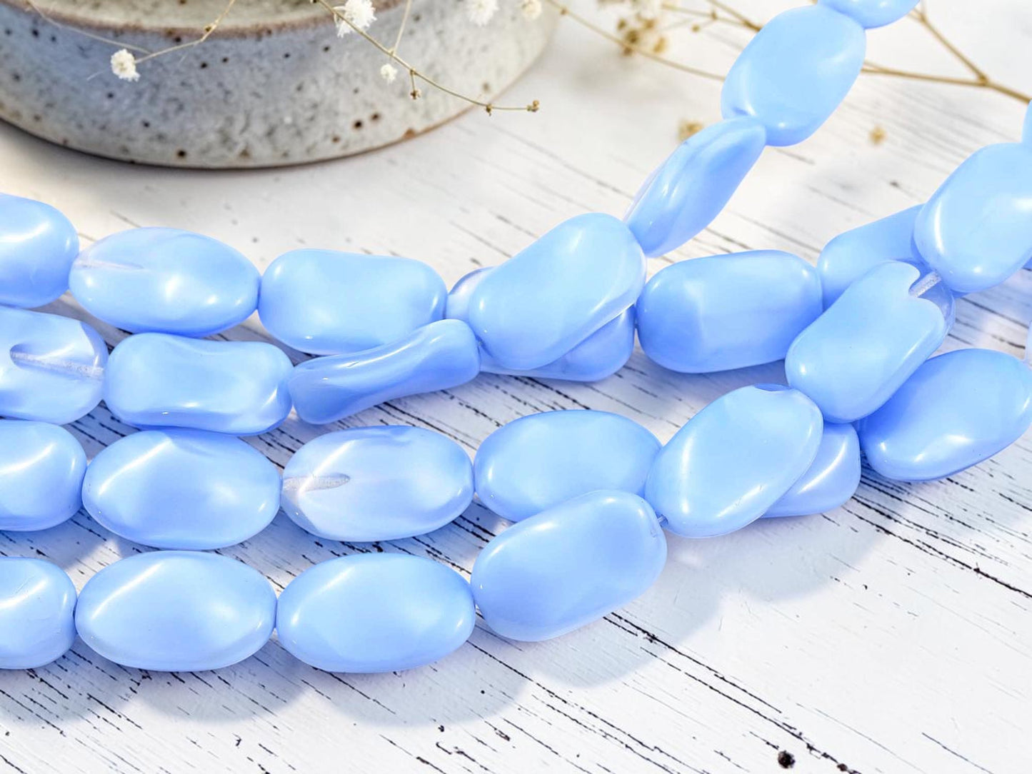 *9* 22x13mm Blue Crystal Silk Oval Rectangle Beads