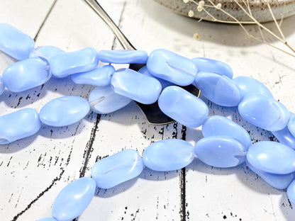 *9* 22x13mm Blue Crystal Silk Oval Rectangle Beads