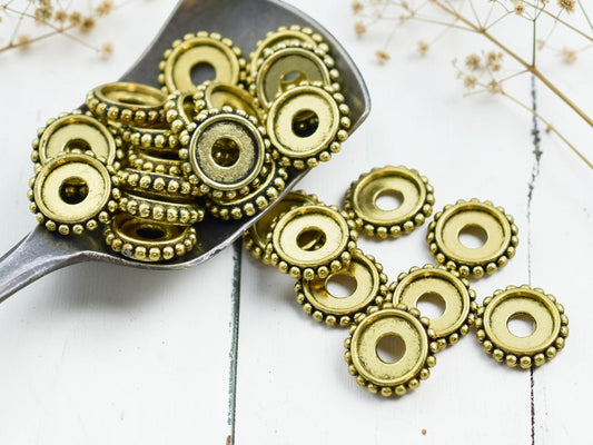 *50* 10x2mm Antique Gold Bali Style Rondelle Spacer Beads