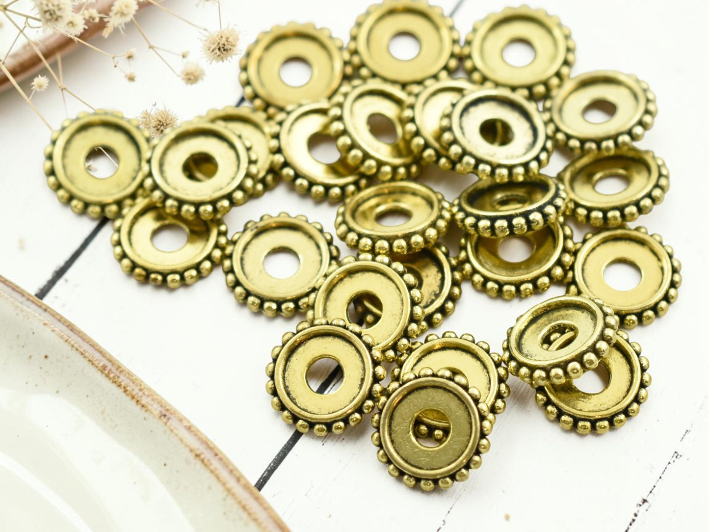 *50* 10x2mm Antique Gold Bali Style Rondelle Spacer Beads