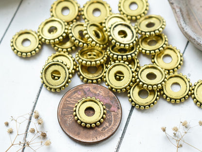 *50* 10x2mm Antique Gold Bali Style Rondelle Spacer Beads