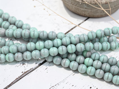 *18* 8mm Gray Mint Round Druk Beads