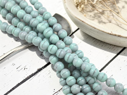 *18* 8mm Gray Mint Round Druk Beads