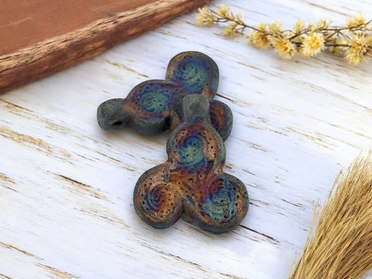 33x27mm Ceramic Matte Raku Celtic Knot Pendant