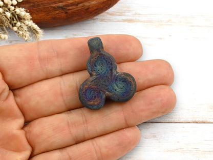 33x27mm Ceramic Matte Raku Celtic Knot Pendant