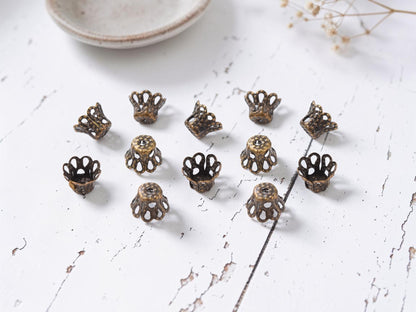 *250* 6x4mm Antique Bronze Filigree Bead Caps