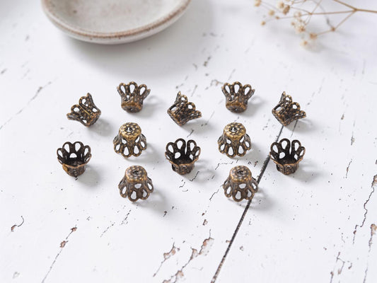 *250* 6x4mm Antique Bronze Filigree Bead Caps