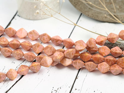 11mm Bronzed Alabaster Rose Pink Picasso Large Pinch Beads
