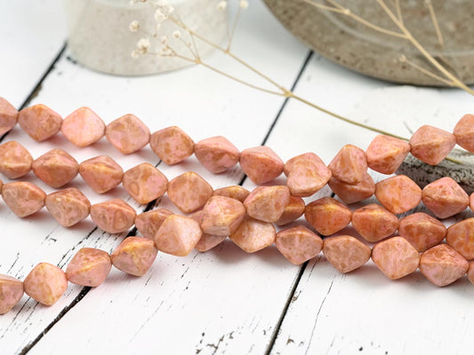 11mm Bronzed Alabaster Rose Pink Picasso Large Pinch Beads