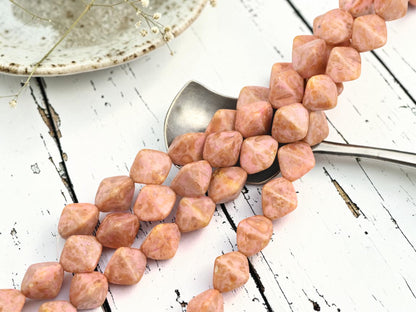 11mm Bronzed Alabaster Rose Pink Picasso Large Pinch Beads
