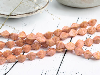 11mm Bronzed Alabaster Rose Pink Picasso Large Pinch Beads