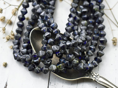 *40* 6mm Cobalt Travertine Lucerna Bicone Beads