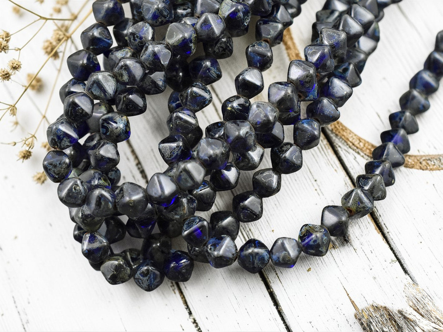 *40* 6mm Cobalt Travertine Lucerna Bicone Beads
