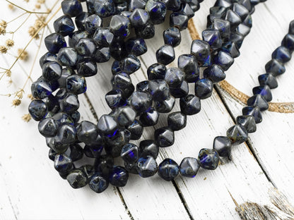 *40* 6mm Cobalt Travertine Lucerna Bicone Beads